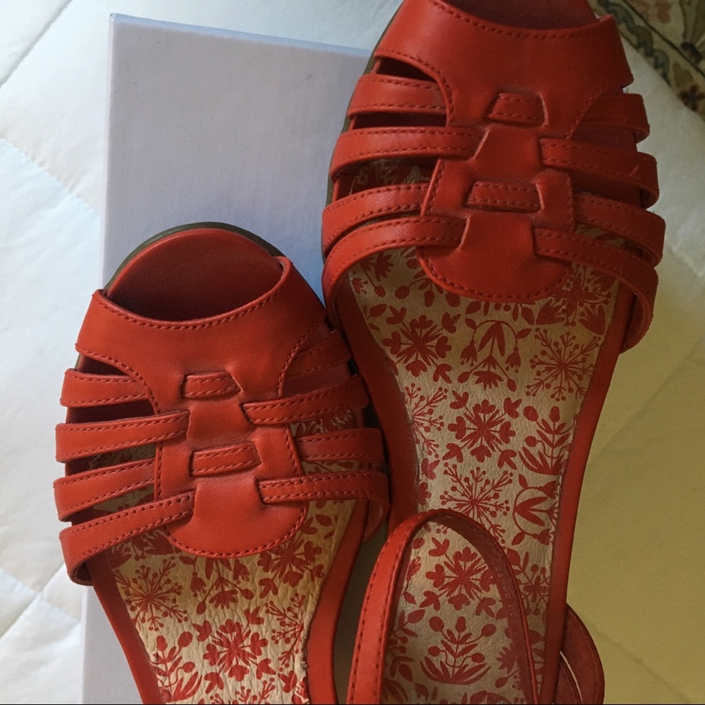Camper Red Kitten Heel Sandals